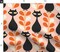 Retro Cat Orange Floral Modern Halloween Botanical Autumn Black Spooky Witchy Eclectic Tulip Vintage Custom Printed Fabric by Spoonflower Various Fabrics by the Yard or Fat Quarter